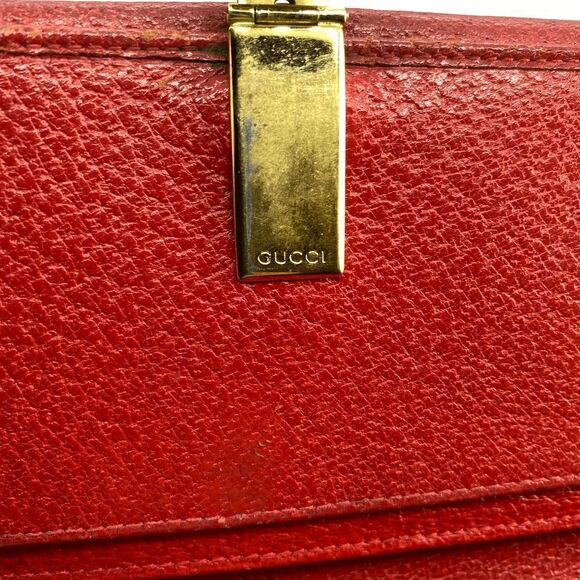 Authentic GUCCI Red Leather Long Slim Double Sided Wallet - Picture 11 of 13